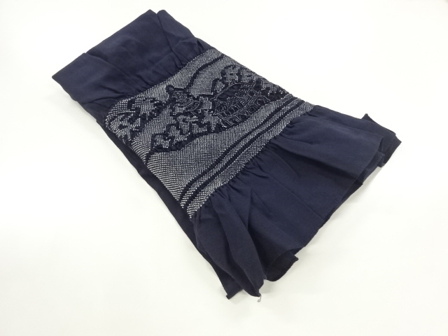 JAPANESE HEKO OBI / FOR MEN / UNUSED / SHIBORI / SCENERY OF PAGODA